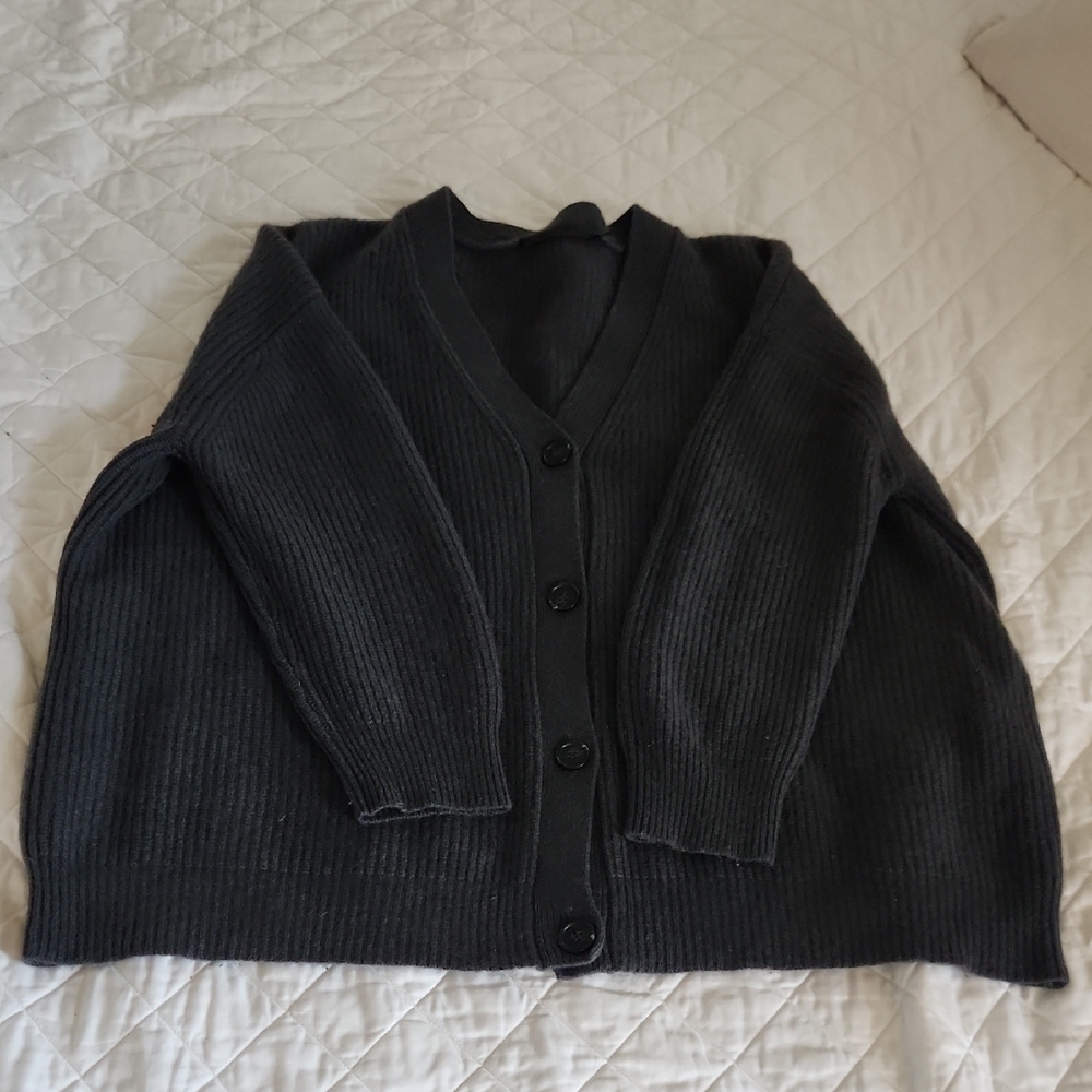 Jenni Kane Dark Gray Cashmere Cardigan Sweater - Picture 8 of 9
